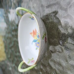 Herend china Queen Victoria pattern handled salt dip